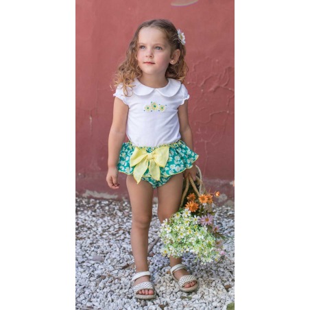 Conjunto ranita bebe niña bordado flor Vera