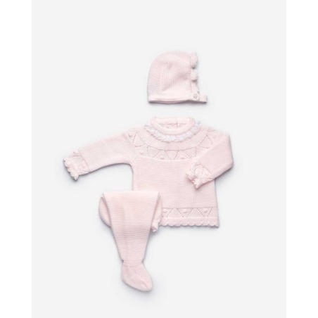 Conjunto polaina 3 piezas hilo bodoques Juliana