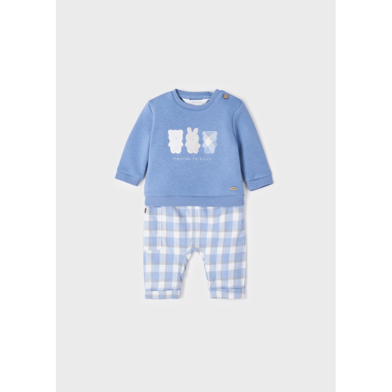 Conjunto con pantalón de cuadros para recién nacido