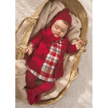 Abrigo de tricot con gorro bebe niña Mayoral