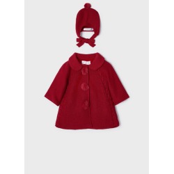 Abrigo de tricot con gorro bebe niña Mayoral