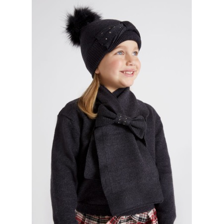 Conjunto de gorro y bufanda con lazo niña Mayoral