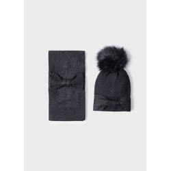 Conjunto de gorro y bufanda con lazo niña Mayoral
