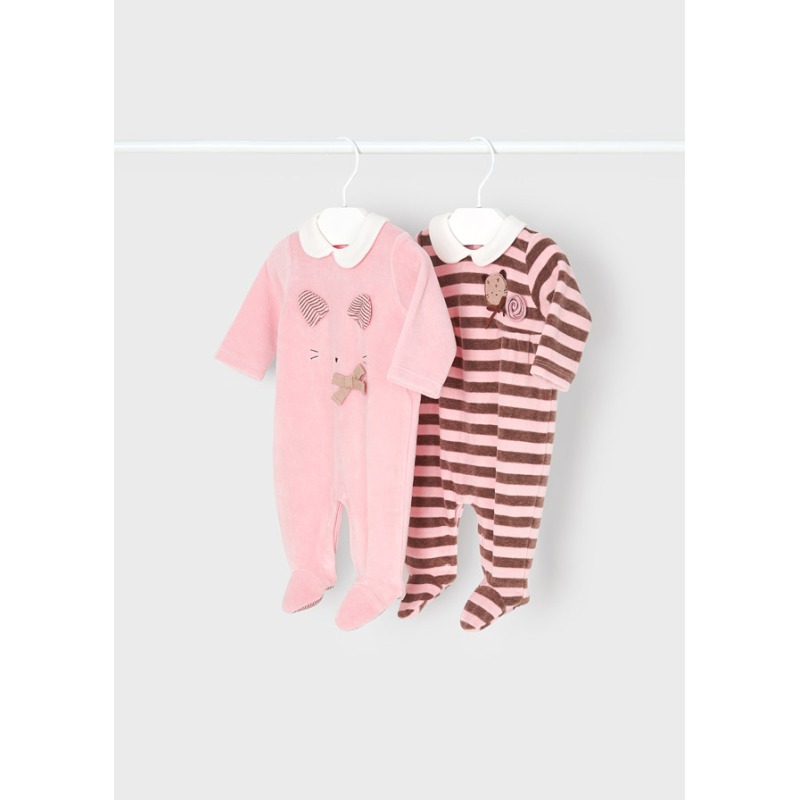 Pack 2 pijamas de punto aterciopelado bebe niña Mayoral
