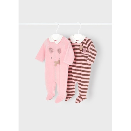 Pack 2 pijamas de punto aterciopelado bebe niña Mayoral