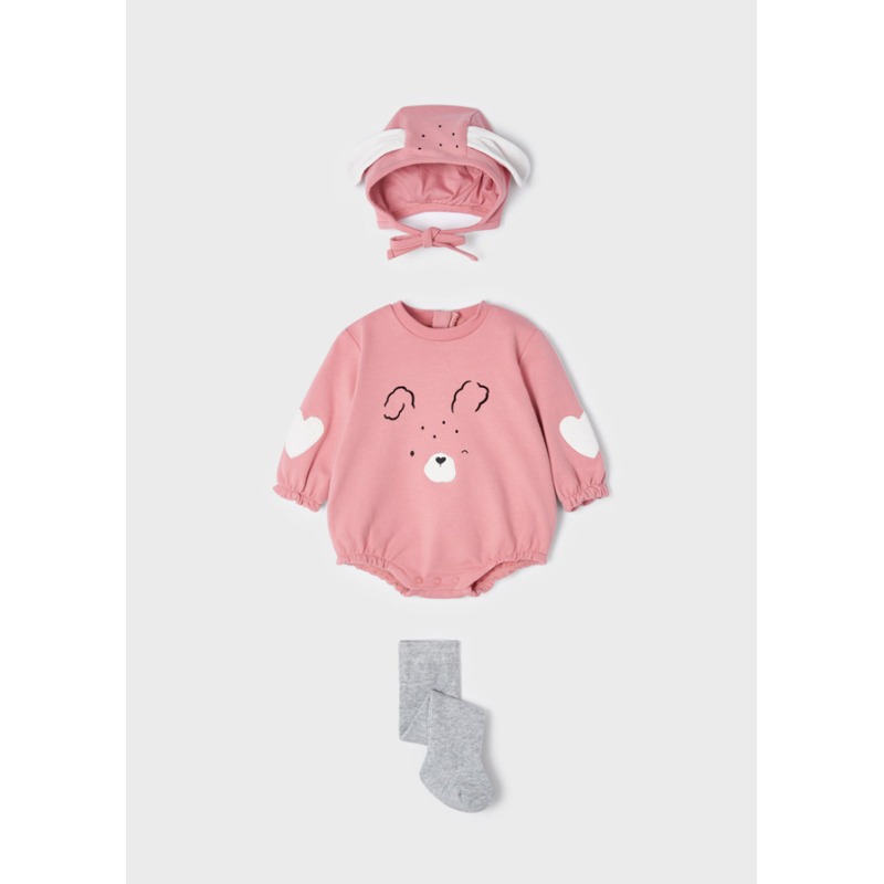 Conjunto pelele con leotardo y gorro bebe niña Mayoral