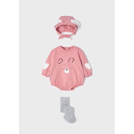 Conjunto pelele con leotardo y gorro bebe niña Mayoral