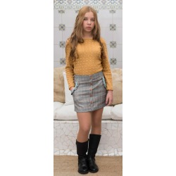 Vestido evase falda cuadros