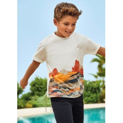 Camiseta estampado de algodón sostenible chico Mayoral