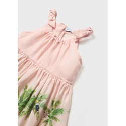 Vestido falda estampada con lino para bebé Mayoral