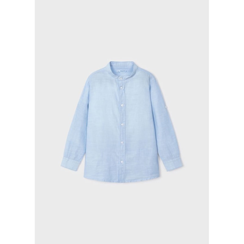 Camisa manga larga con cuello mao en lino niño Mayoral