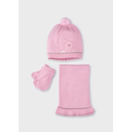 Conjunto gorro y bufanda con flor para bebé Mayoral