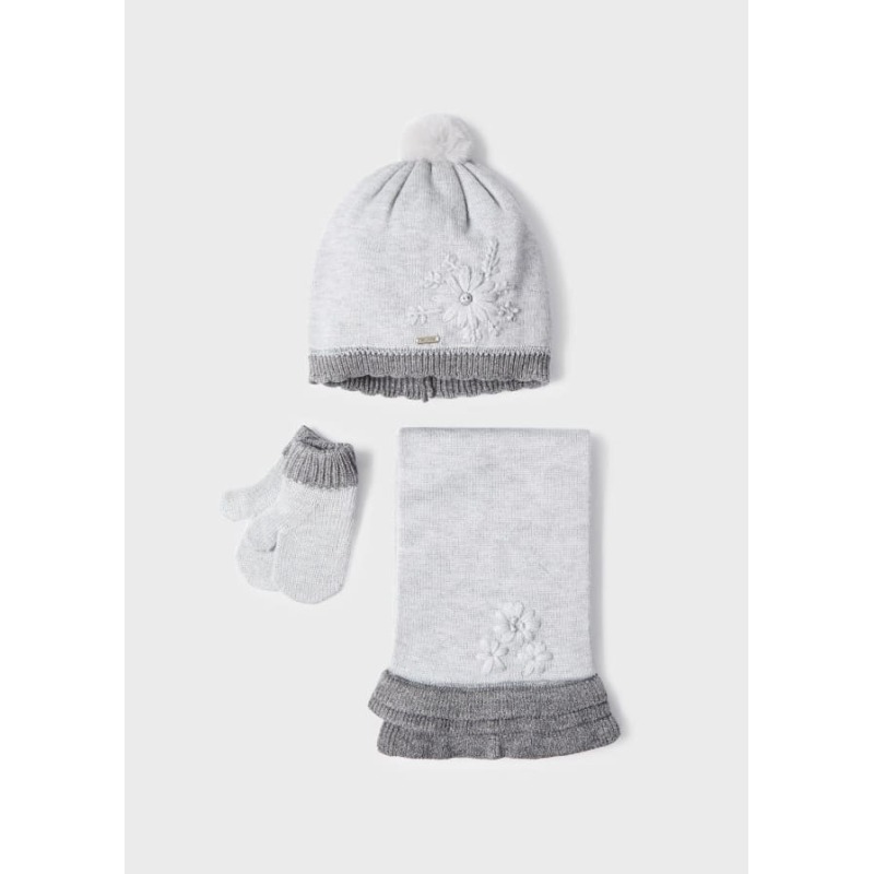Conjunto gorro y bufanda con flor para bebé Mayoral