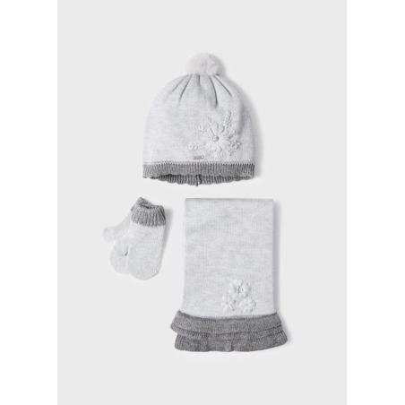 Conjunto gorro y bufanda con flor para bebé Mayoral