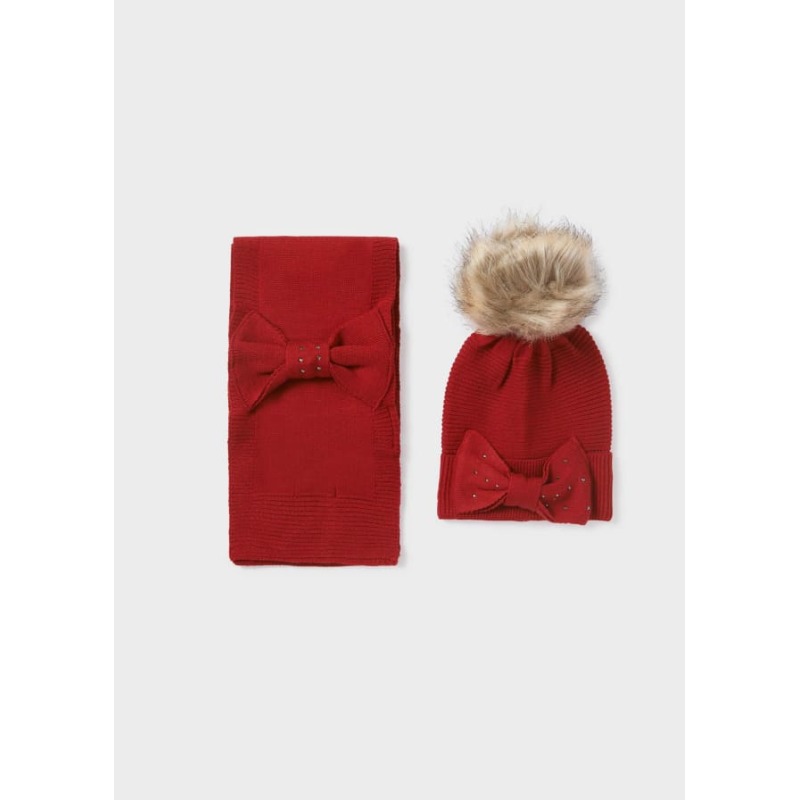 Conjunto de gorro y bufanda con lazo niña Mayoral
