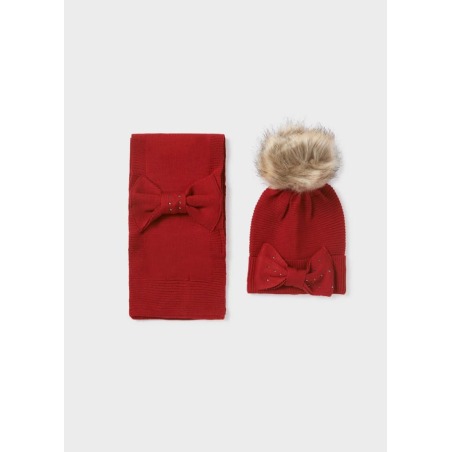 Conjunto de gorro y bufanda con lazo niña Mayoral