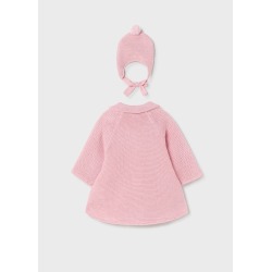 Abrigo de tricot con gorro bebe niña Mayoral