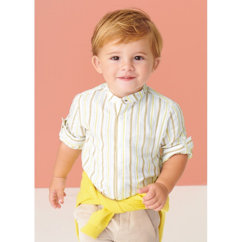 Camisa manga larga rayas con lino bebé Mayoral