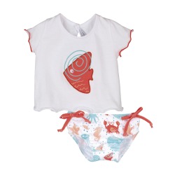 Conjunto baño bebe niña fondo marino Calamaro