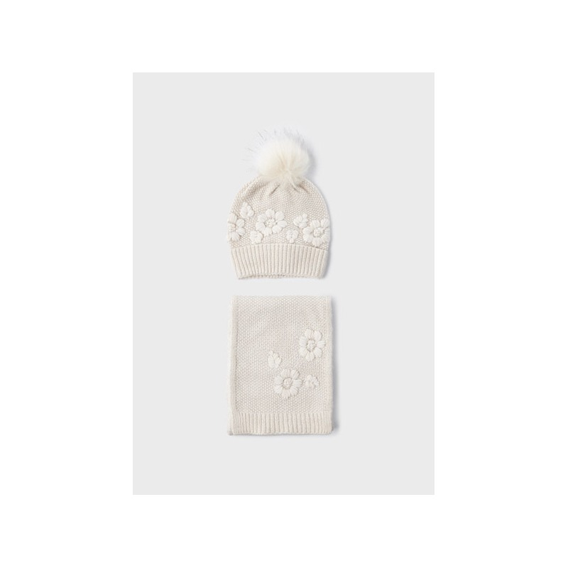 Conjunto gorro bufanda flores niña mayoral