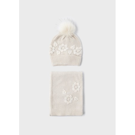 Conjunto gorro bufanda flores niña mayoral