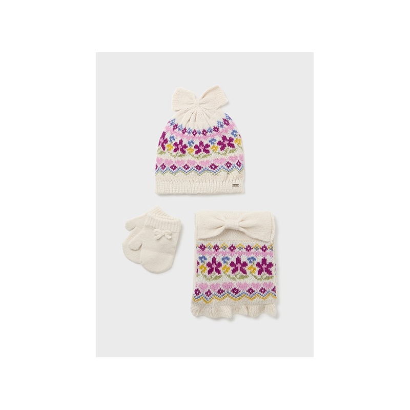 Conjunto gorro bufanda manoplas bebe niña mayoral