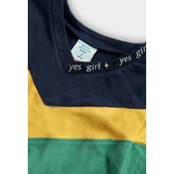 Camiseta punto elástico tricolor de niña Boboli