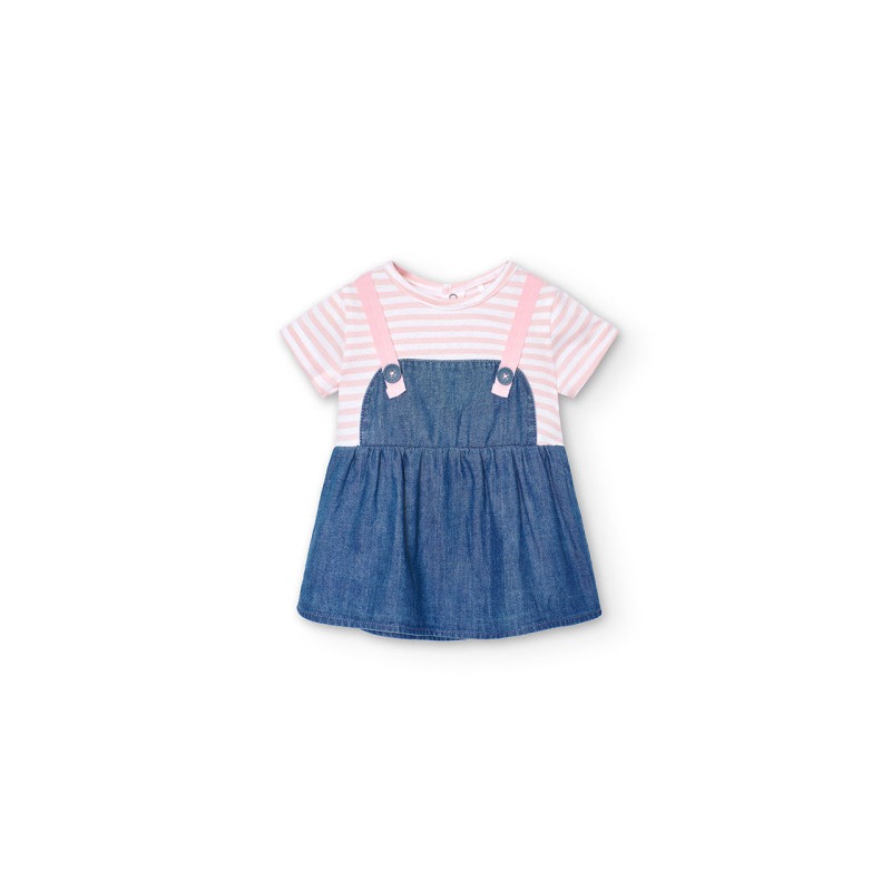 Vestido denim combinado bebé Boboli