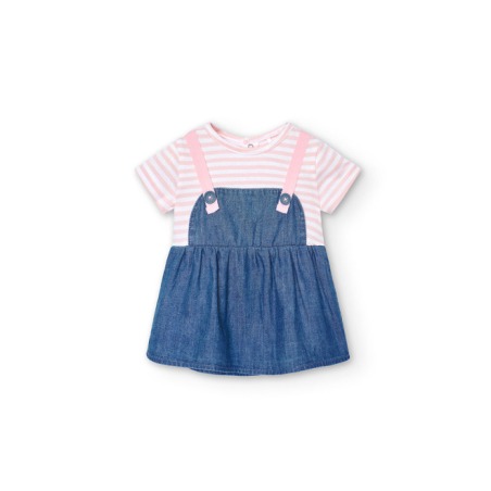 Vestido denim combinado bebé Boboli