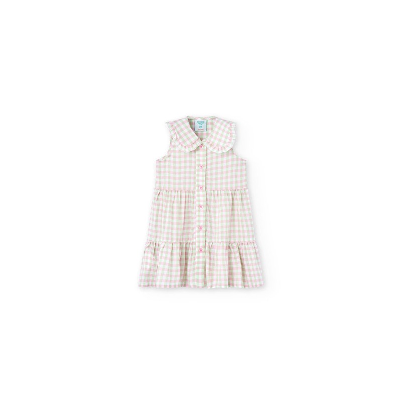 Vestido viscosa cuadros niña Boboli