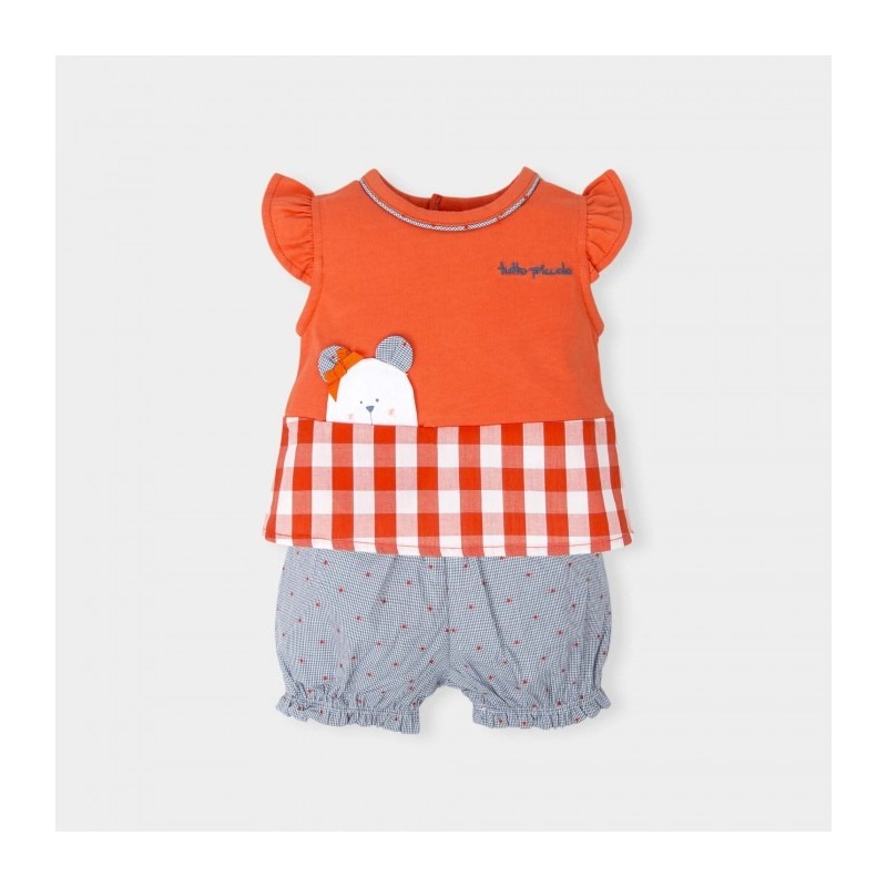 Conjunto 2 piezas bebe niña coral