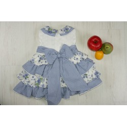 Vestido infantil flores cuadros