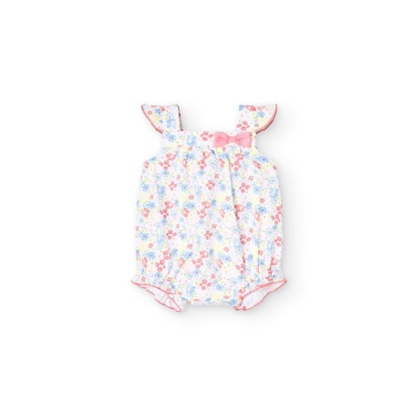 Pelele popelín "floral" de bebe niña Boboli