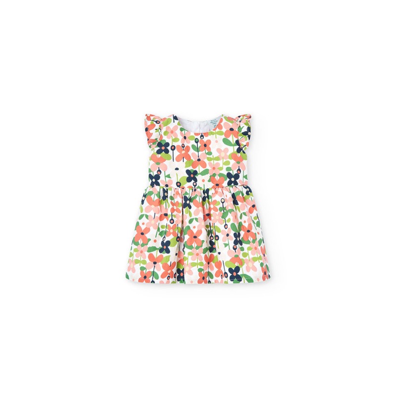Vestido satén flores de niña Boboli