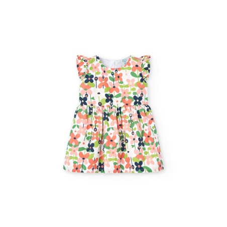Vestido satén flores de niña Boboli