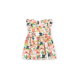 Vestido satén flores de niña Boboli