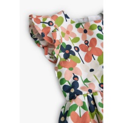 Vestido satén flores de niña Boboli