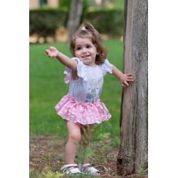 Conjunto bebe niña camiseta y braguita volante Vera