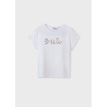 Camiseta texto bordado Better Cotton chica Mayoral