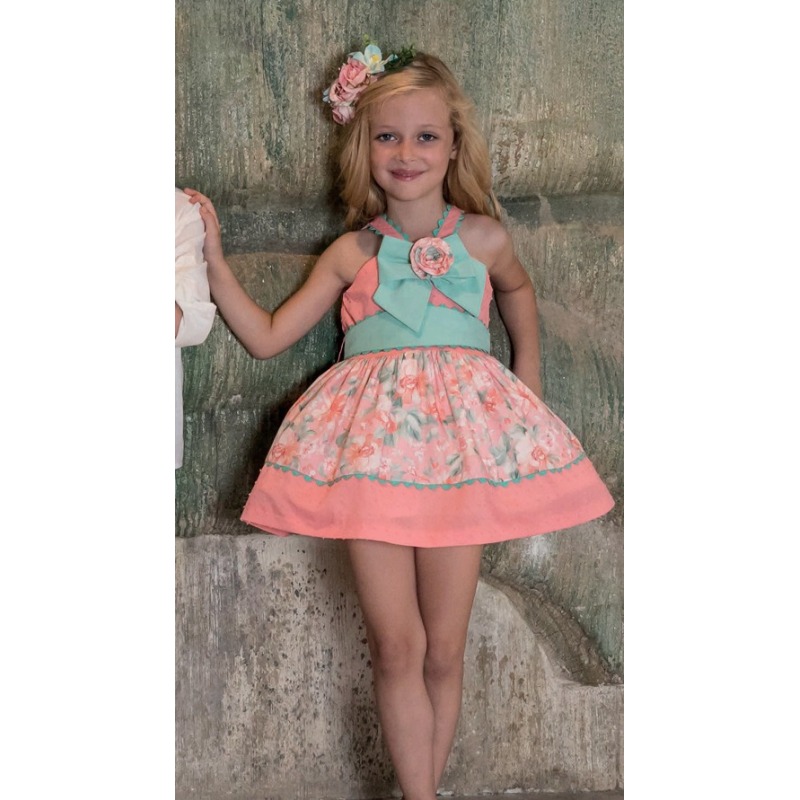 Vestido plumeti combinado flores