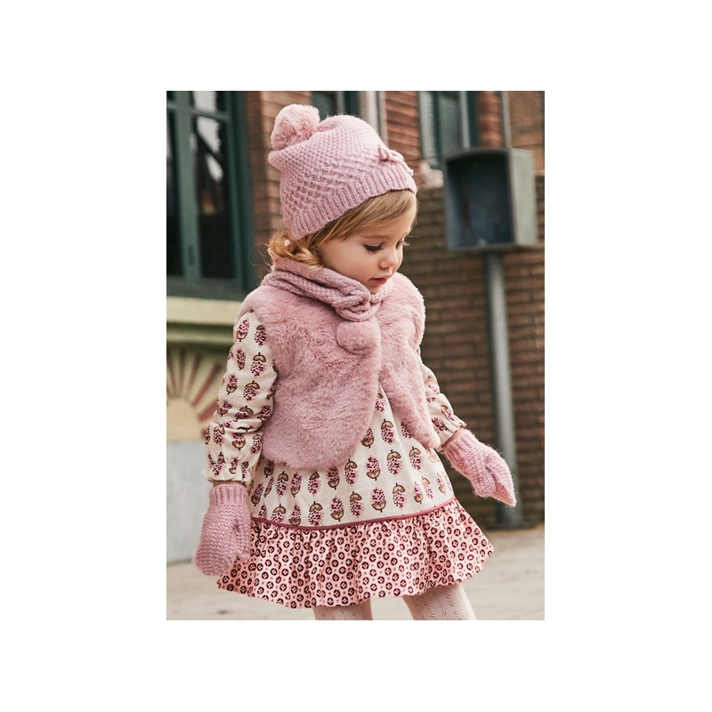 Conjunto gorro bufanda y manoplas bebe niña mayoral