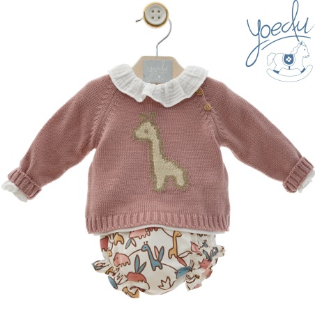 Conjunto 3 piezas bebe niña "Familia Jirafa" Yoedu