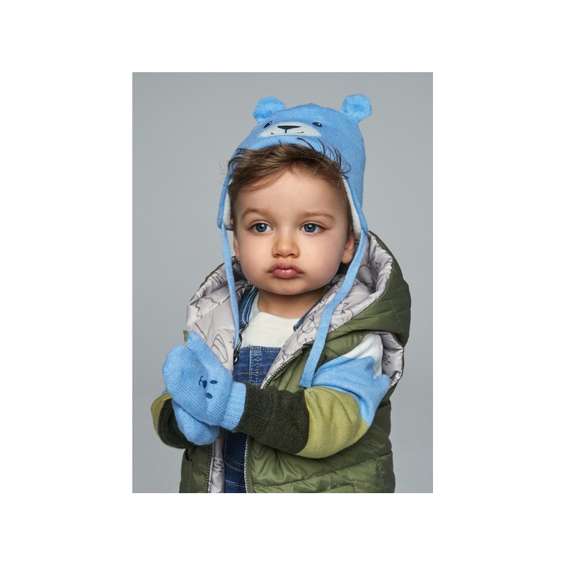 Conjunto gorro y manoplas oso bebé mayoral