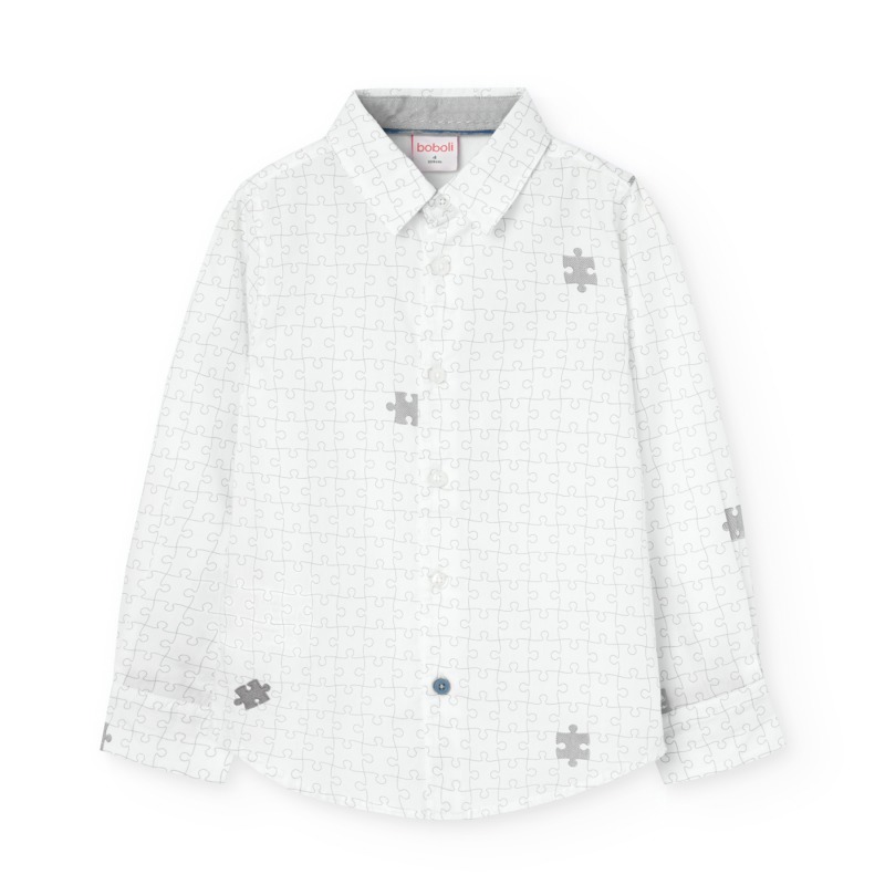 Camisa popelín estampado puzzle para niño Boboli
