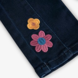 Pantalón denim bordado flores niña Boboli