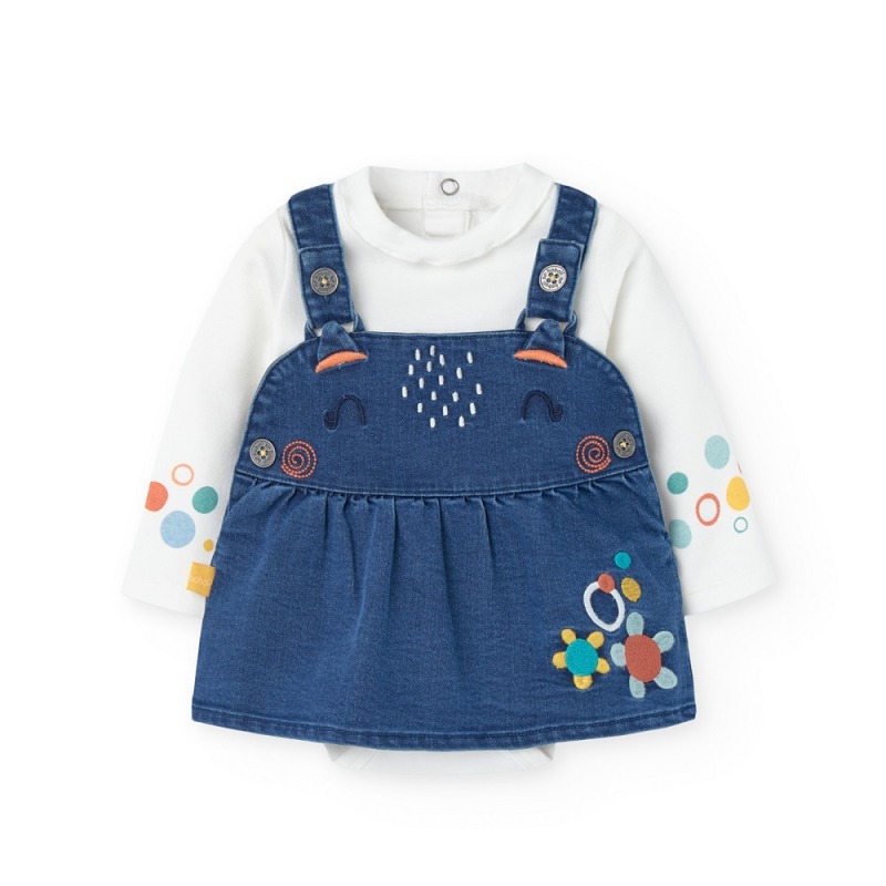 Pichi denim con body bebé niña Boboli