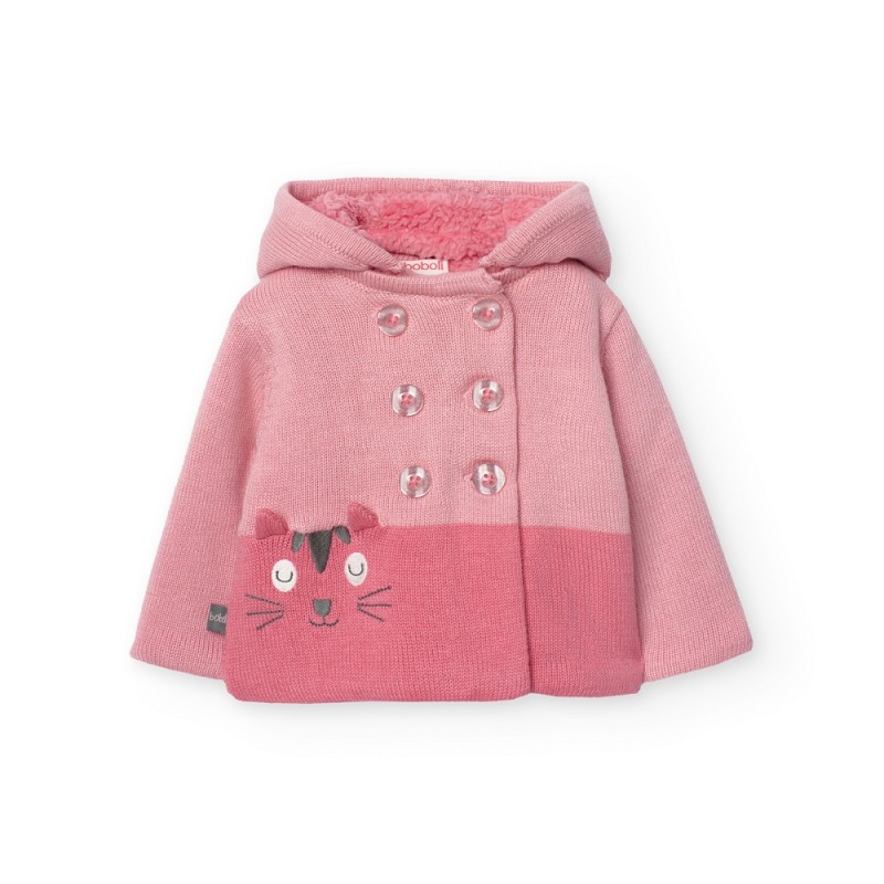 Chaqueta de tricotosa gatito bebé niña boboli