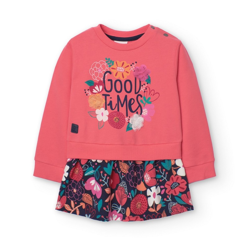 Vestido felpa estampado flores niña boboli