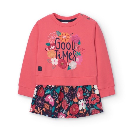 Vestido felpa estampado flores niña boboli