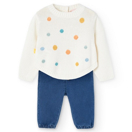 Conjunto jersey y denim bebe niña boboli